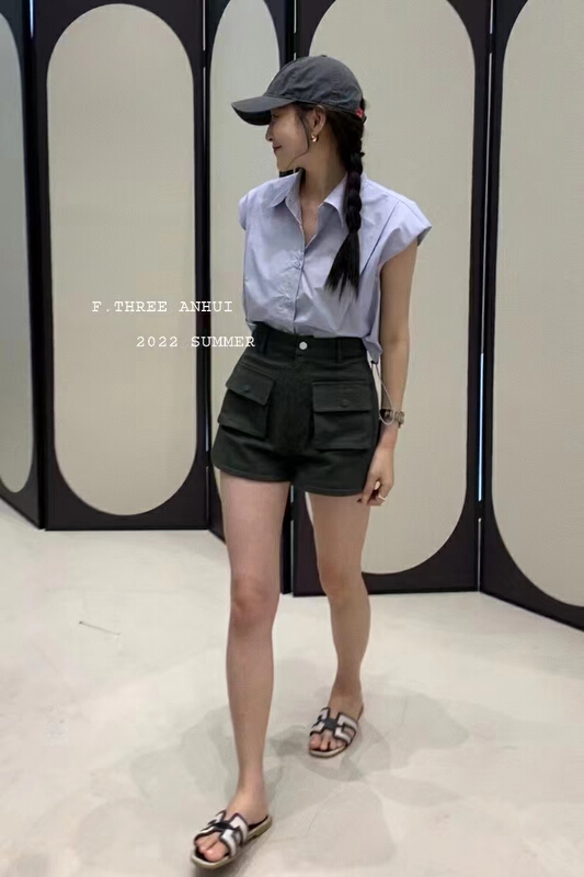 [f.three] high waist slim work casual shorts 95312\xj