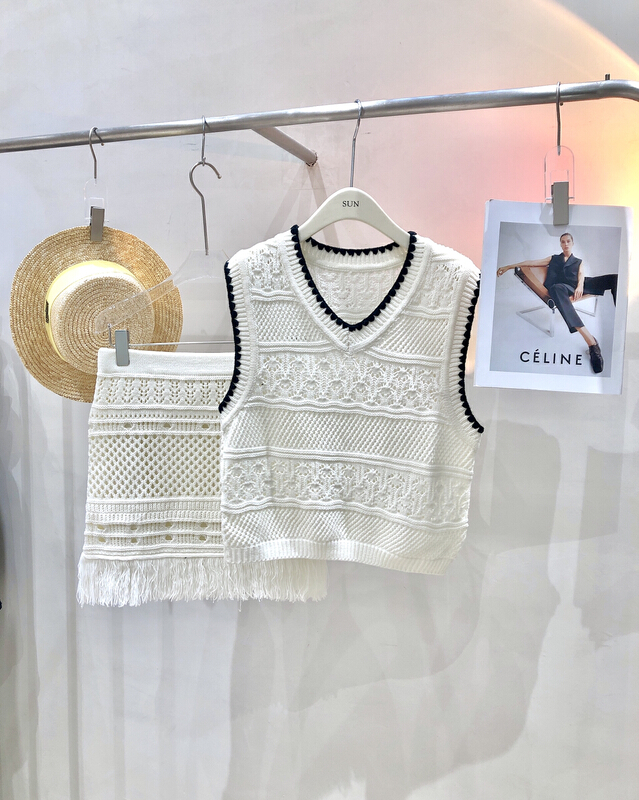 [sun] celebrity small fragrance color matching shirt + short skirt set tz22173\hyy