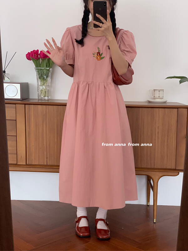 [from Anna] Korean version Mori flower embroidery dress 2171\lsw