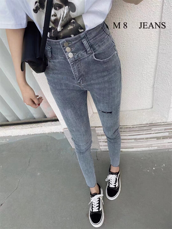 [M8 denim] Korean version high waist TIGHT SKINNY small leg jeans el30680\lsl