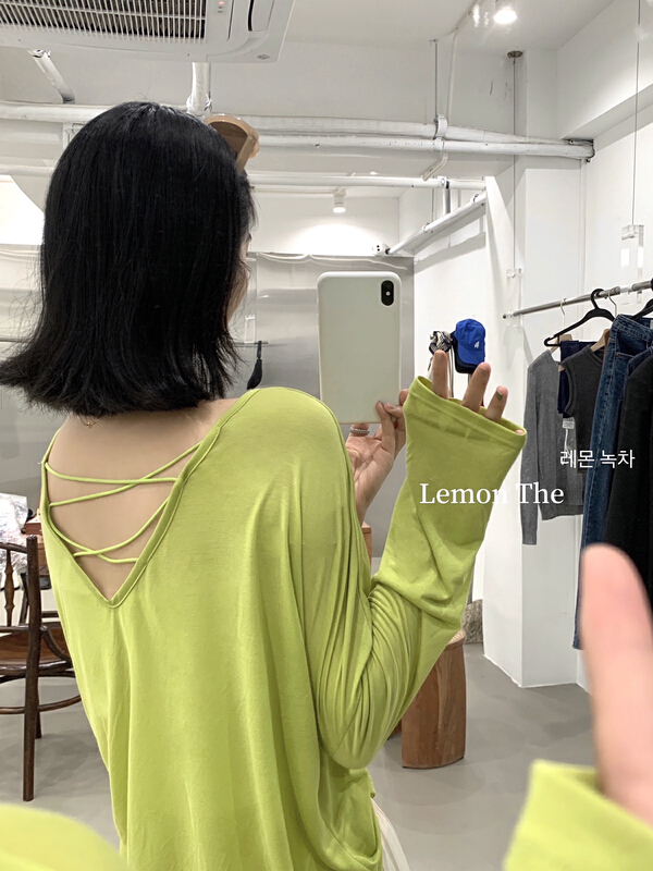 [lemon green tea] lazy and versatile sunscreen long sleeve T-shirt 2273