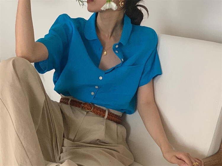 [June 6th] simple single breasted short sleeve shirt ys1-2530\wpl