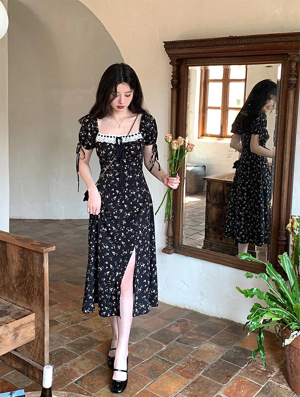 [w design] French elegance slim floral dress 22621\wpl