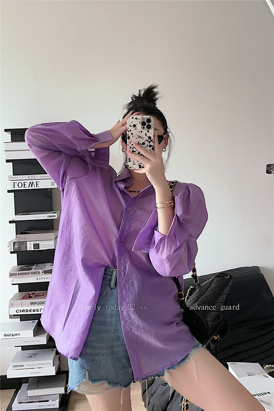 [open] casual button up bubble sleeve shirt 3938\ozq