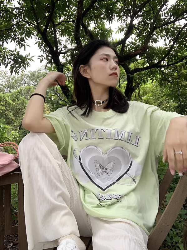 [lab eeda] letter printed loose short sleeve T-shirt 3177\ozq