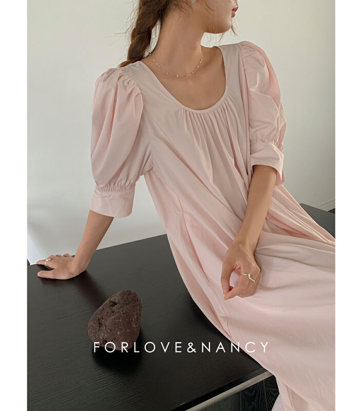 [forlove&nancy] ladies' pleated fresh and simple dress (with removable lining of the same color) lb2la5452n\cqw