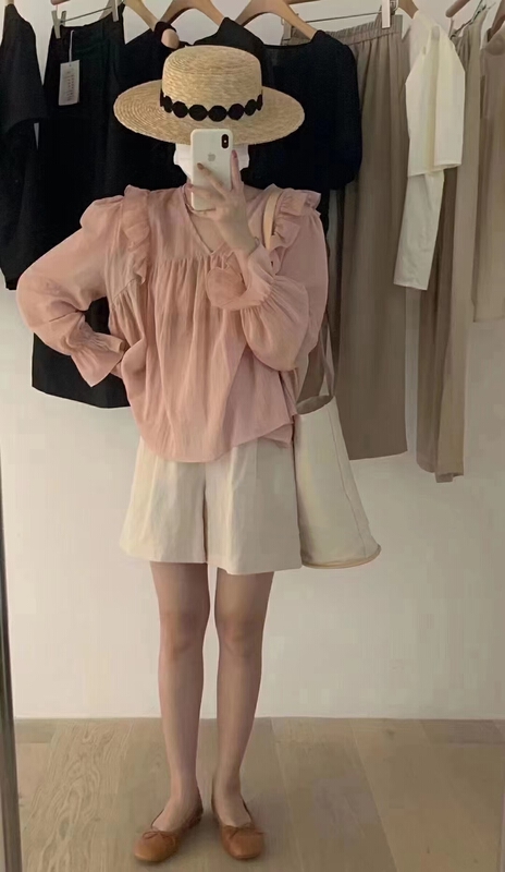 [baby] sweet fungus edged V-neck shirt 3031\wtt