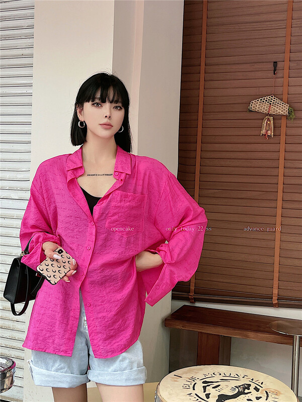 [open] loose solid simple shirt 3916\ozq