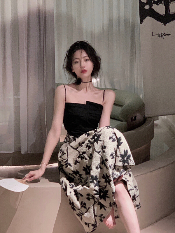 [w design] French retro slim dress (with flower neck rope) 35251\wpl