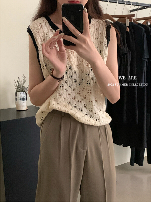 [we are] jacquard hollow out knitted vest / sling 30091\zjy