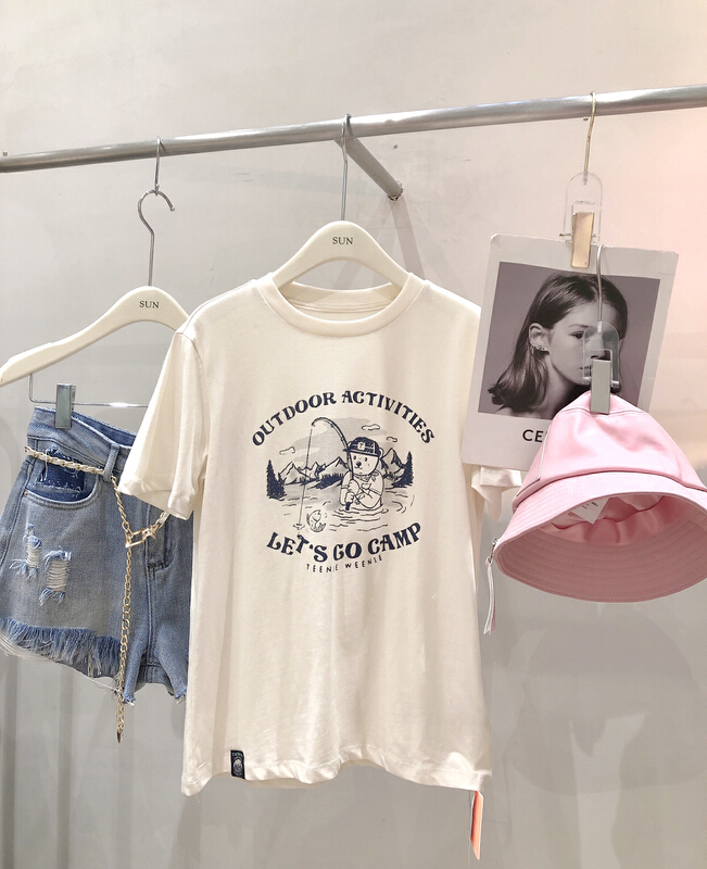 [sun] cute bear letter printed short sleeve T-shirt 042612\lwy