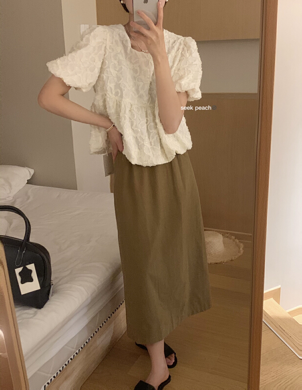 [seek peach] square neck fashion Korean small shirt (only selling small shirts) 5355\ll