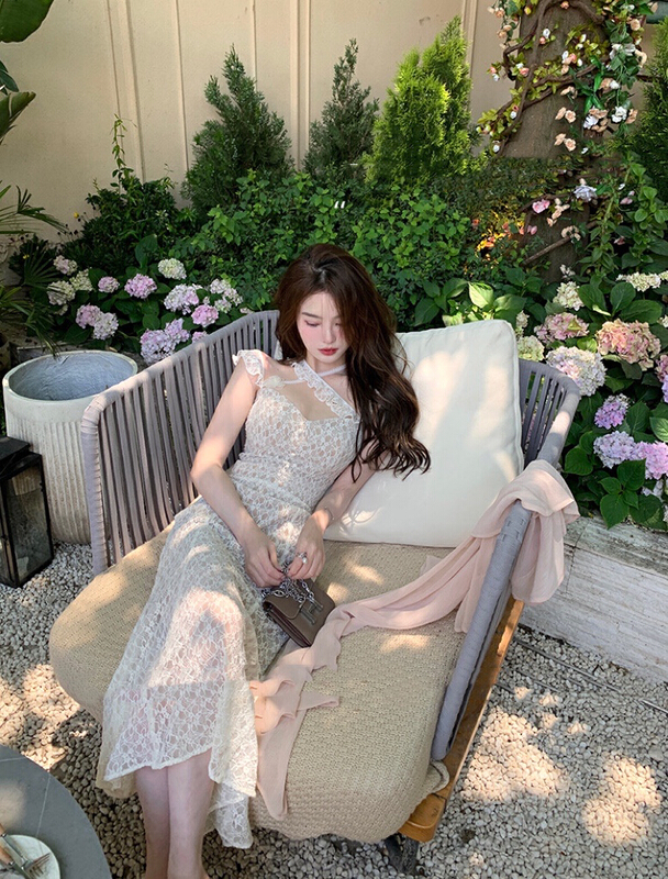 [w design] Korean version ladies slim lace dress 39761\wpl