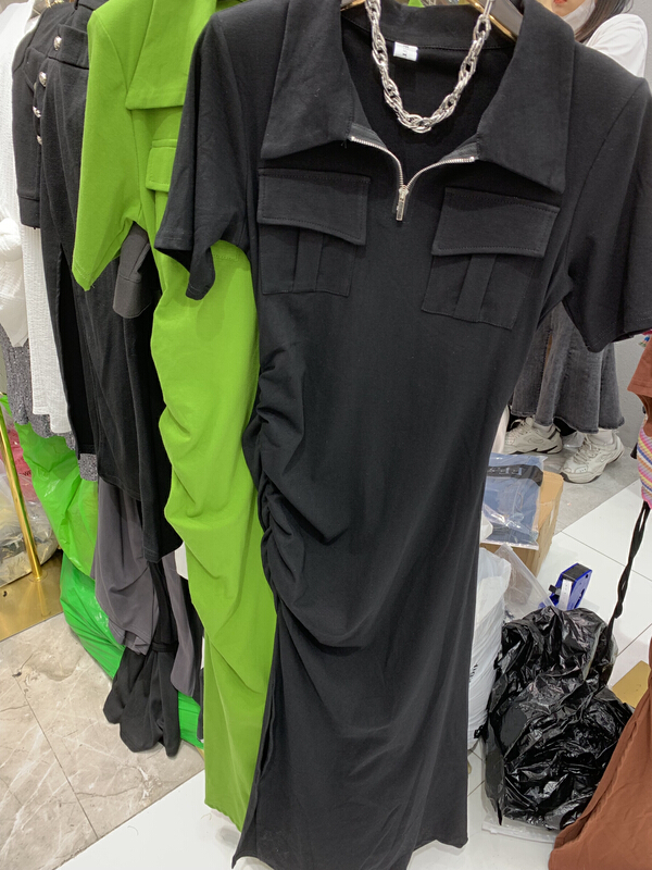 [ff.studio] retro Spice Girl slim polo collar dress 6561\ozq