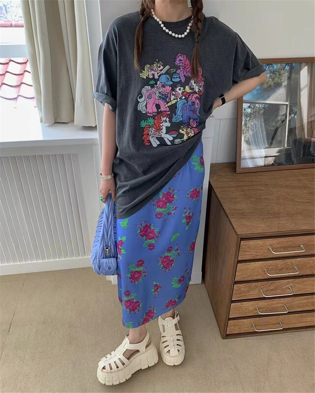 Original price 66.55! [June 6th] elastic waist floral thin pastoral skirt ys1-2502\wpl