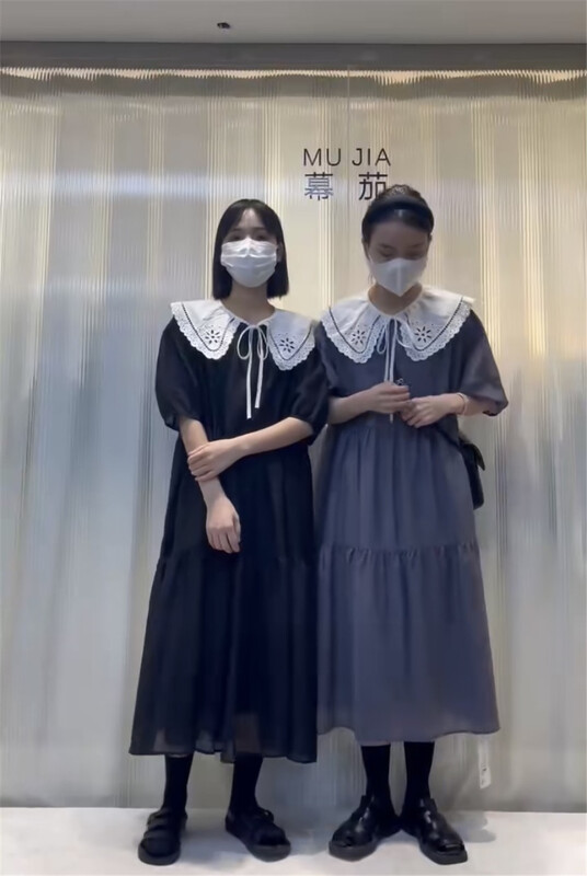[Mujia] pleated lady dress (with detachable collar) 95696\l