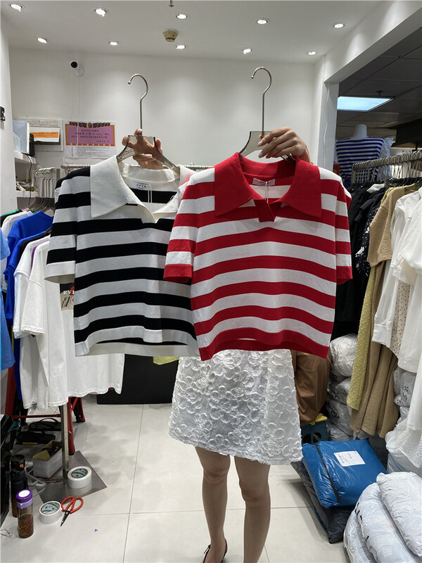 [open] Korean casual stripe contrast knit 7217\ozq