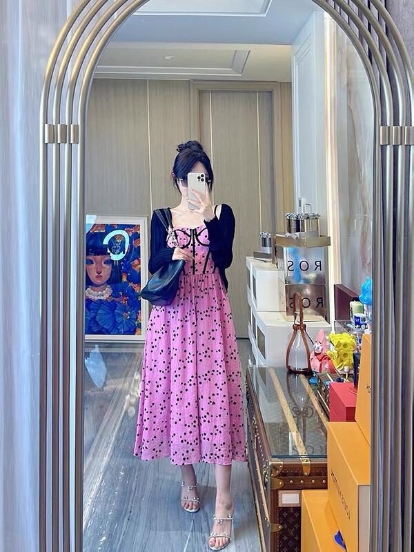 [w design] slim and slim contrast suspender dress (dress only) 8291\wpl