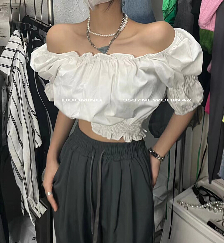 [looming] ruffled off shoulder shirt 2506\zxl