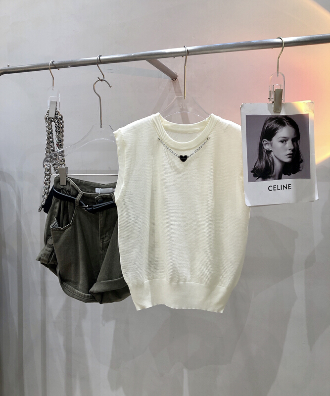 [sun] Korean pure color versatile vest / sling (with chain) my3744\hyy