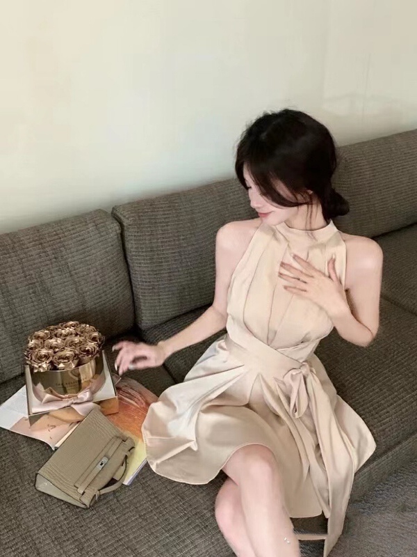 [see you] temperament fashion round neck A-line sleeveless dress 2059\pcz