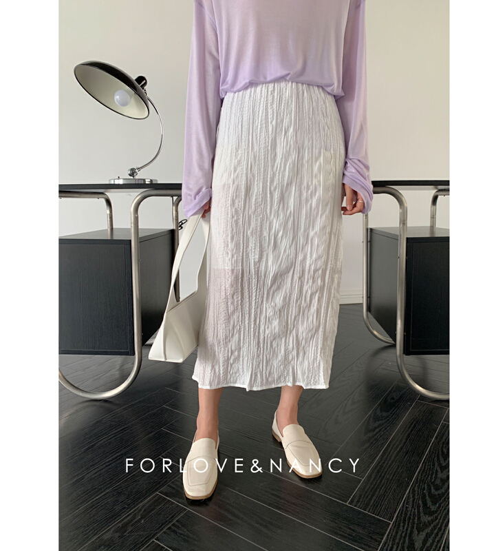 [FN] Korean solid color pleated elastic waist skirt lb2bbk442\cqw