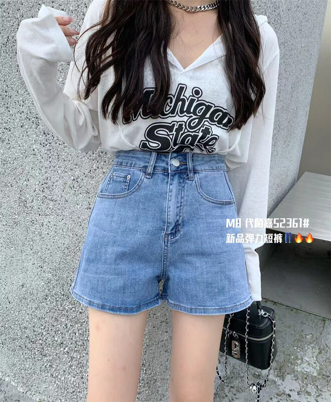 [M8 denim] casual simple and versatile denim shorts 52361\lsl