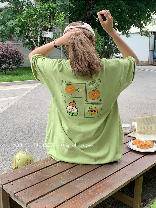 [naisijia] cartoon loose and versatile short sleeve T-shirt 9029\zjy