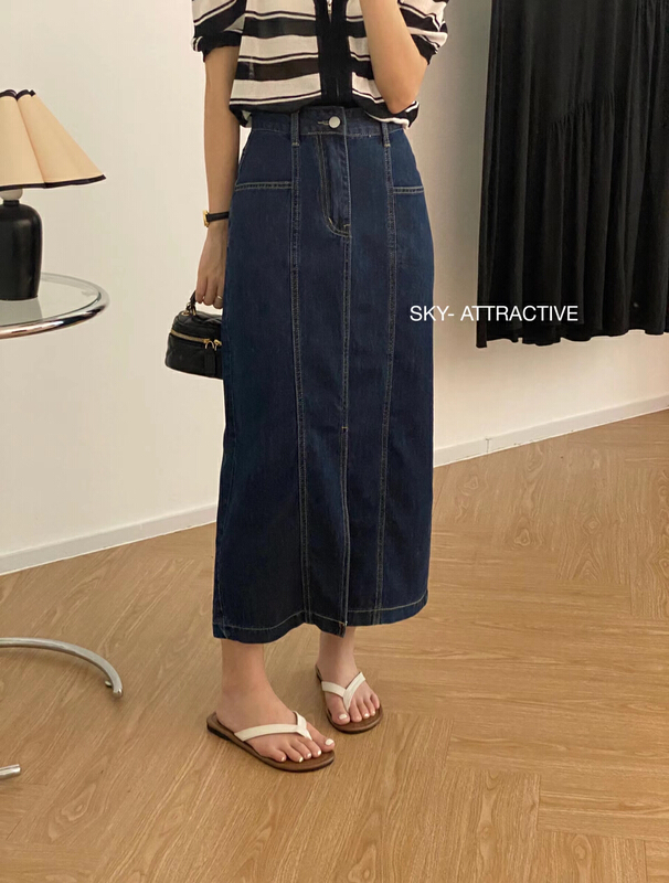 [sky] front slit fashion denim skirt 2870\hbx
