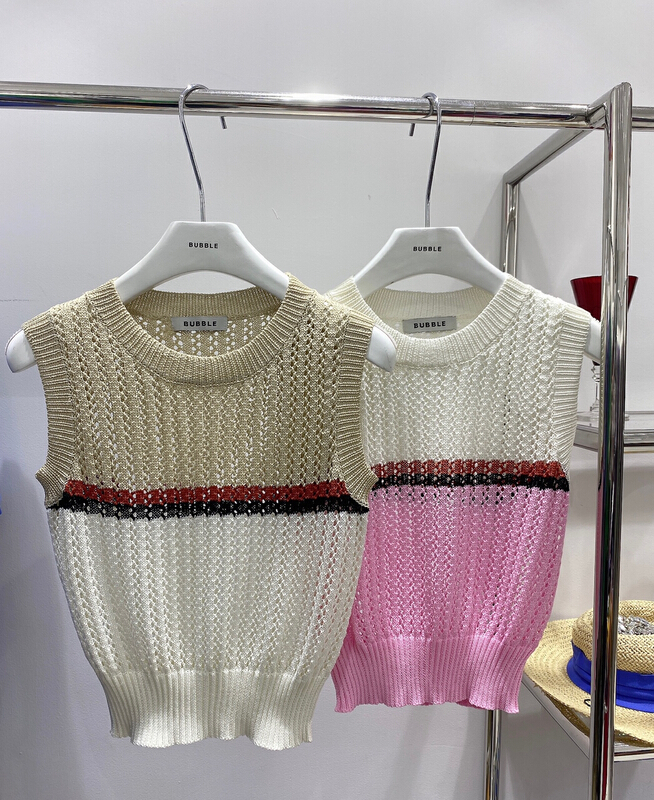 [bubble] color blocked hollow out versatile vest / sling 22s025\ozq