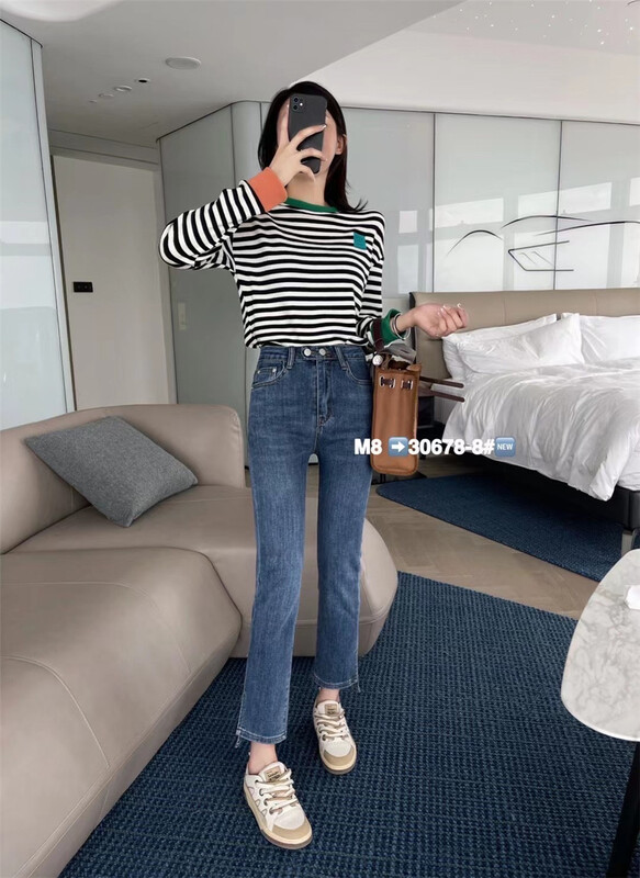[M8 denim] casual simple SLIM STRAIGHT JEANS cl30678\lsl
