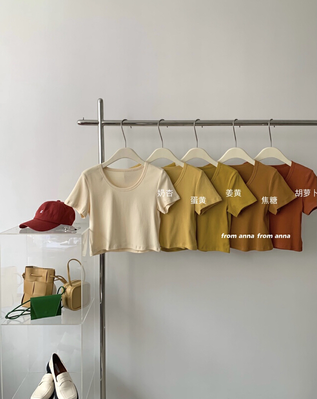 Original price 31.58! [from Anna] solid color versatile multi-color short sleeve T-shirt y6140\lsw