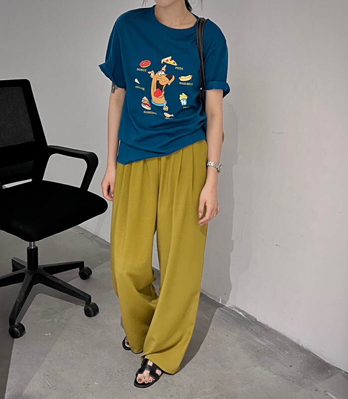 【 bubble 】 Korean printed loose short sleeve T-shirt 22t114\ozq
