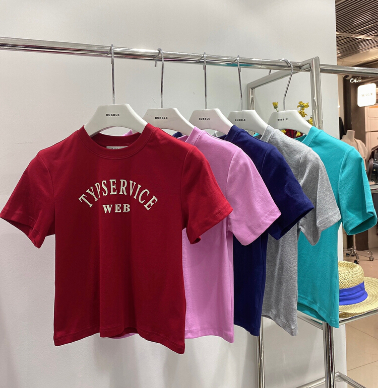 [bubble] slim fit letter simple short sleeve T-shirt 22t142\ozq