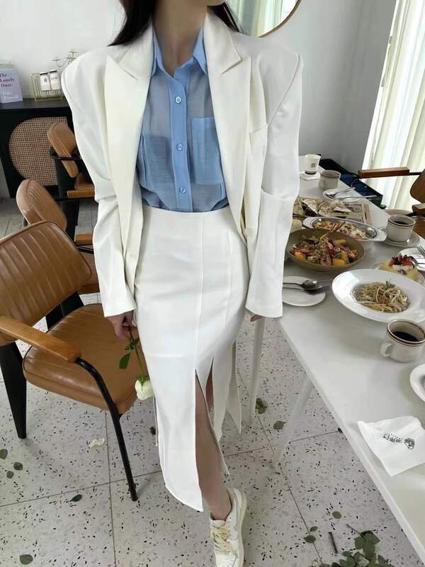 A new year in early spring! [top close] temperament simple suit + slim high waist skirt suit ys1-9902\ozq