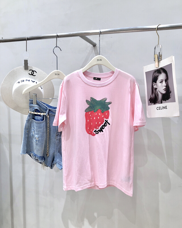 [sun] Korean fashion printed short sleeve T-shirt 04017\hyy
