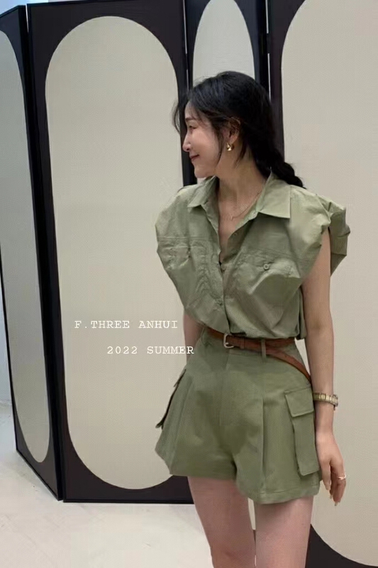 [f.three] meat covered small bubble sleeve shirt 95311\xj