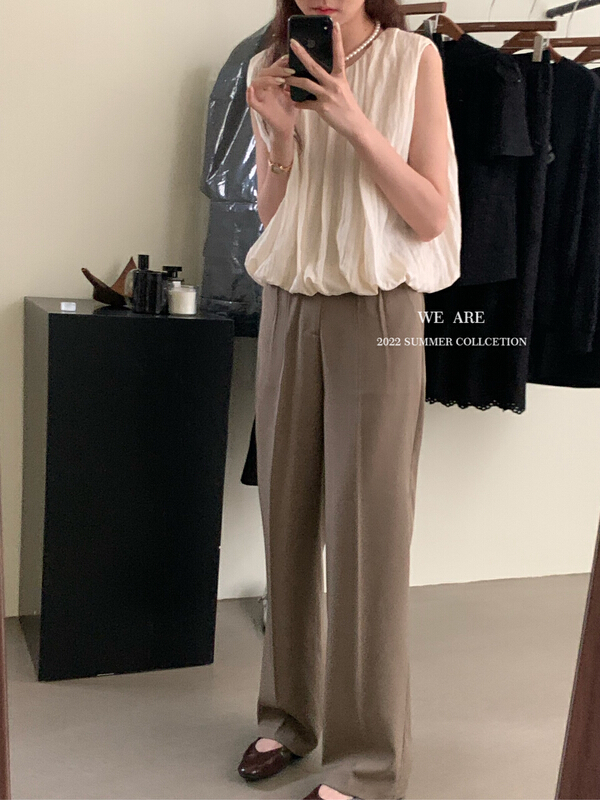 [we are] Korean version wrinkle texture sleeveless vest / sling 10176\zjy
