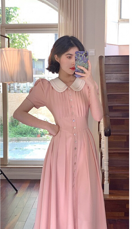 [w design] Korean version lady doll neck dress 37861\wpl