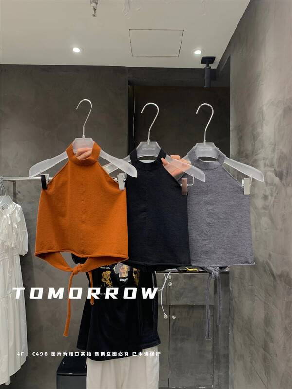 [tomorrow] Casual Short knitted vest / sling 2069\ozq