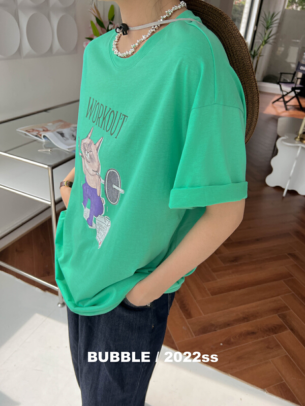 Original price 55.27! [bubble] cartoon printed loose short sleeve T-shirt 22t133\ozq