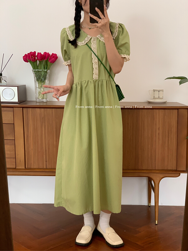 [from Anna] small fresh baby collar Plaid Dress (dress only) 6214\lsw