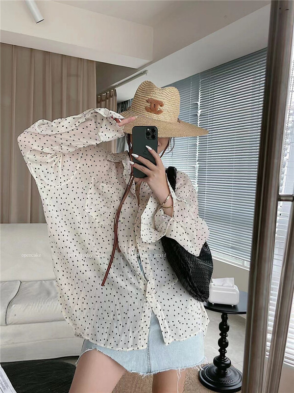 [open] small fresh all over printed casual sunscreen shirt 3757\ozq