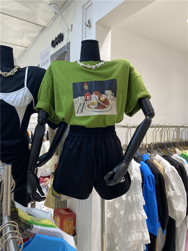 [open] printed versatile comfortable short sleeve T-shirt 3876\ozq