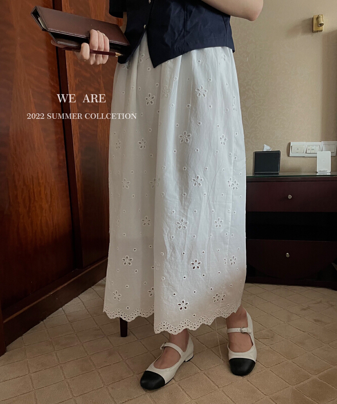 [we are] Korean hollow out embroidery skirt 80070\zjy
