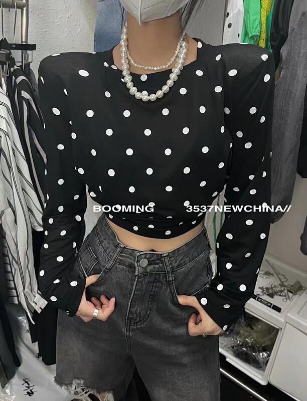 [boxing] casual wave dot long sleeve T-shirt 2501\zxl