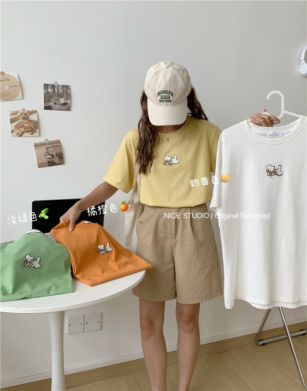 【 naisijia 】 versatile round neck loose short sleeve T-shirt 6896\zjy