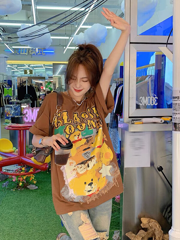 [lab eeda] loose and versatile American printed short sleeve T-shirt 3158\ozq