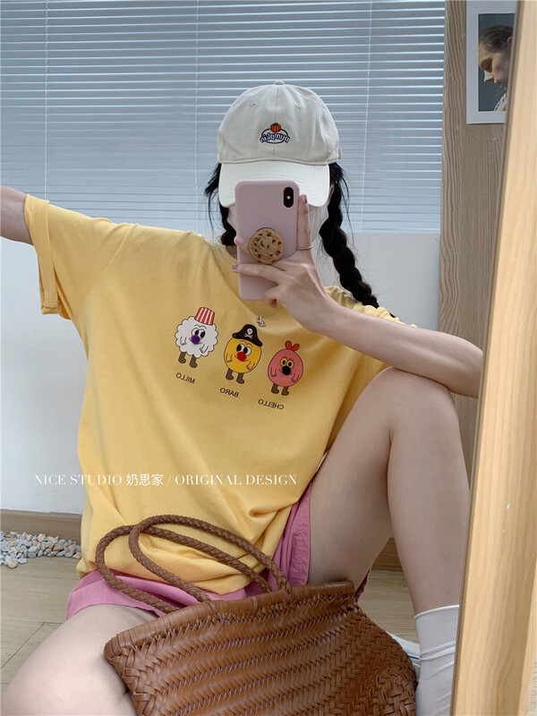 [naisijia] cartoon printed loose short sleeve T-shirt 9030\zjy