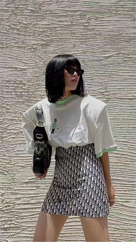 [top close] color blocked letter printed short sleeve T-shirt 3951\ozq